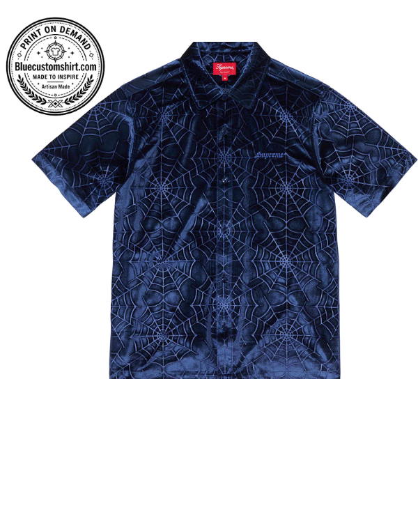Supreme Spiderweb Velvet short sleeve streetwear button-up shirt