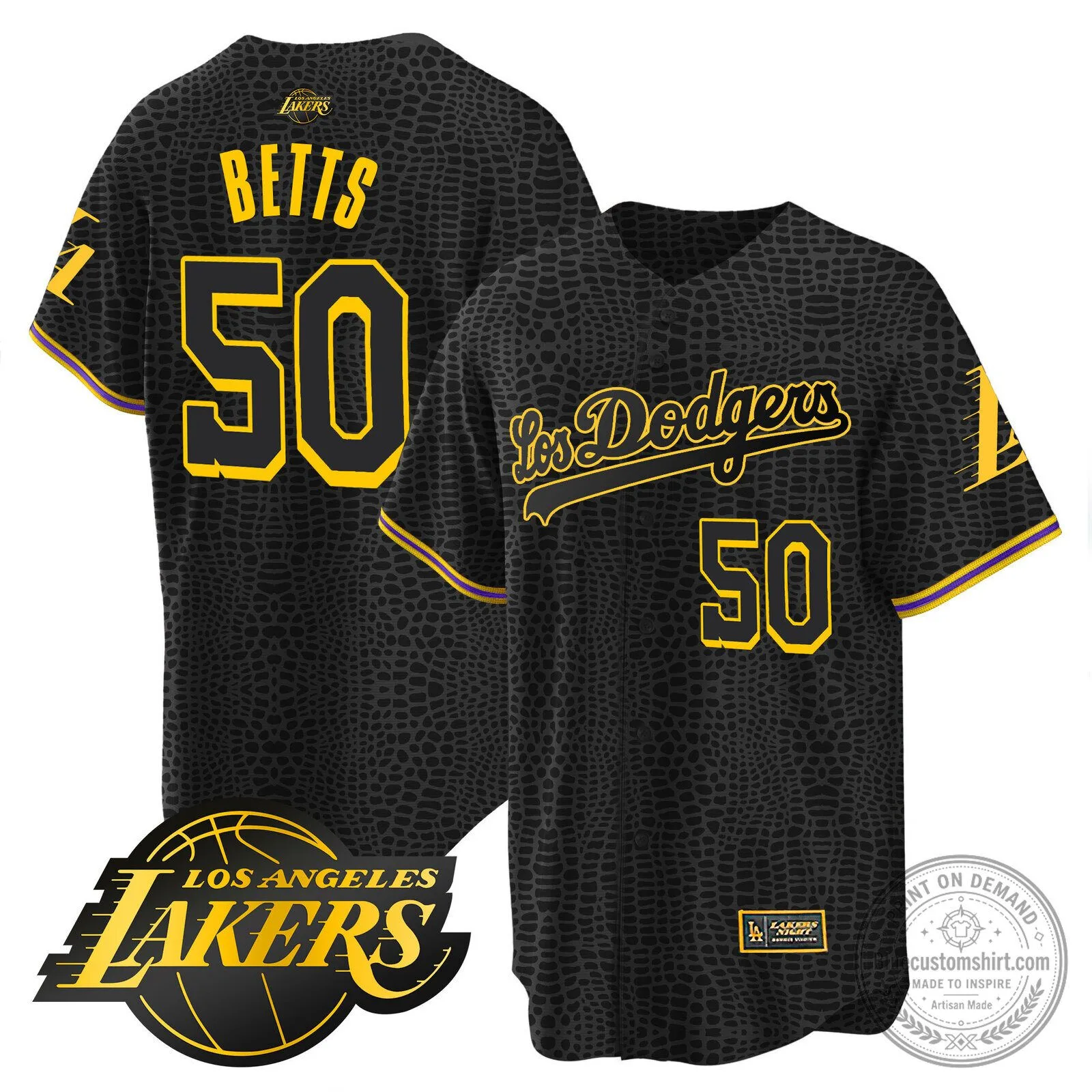 Los Angeles Dodgers Kobe Bryant Mamba Edition Black Baseball Jersey